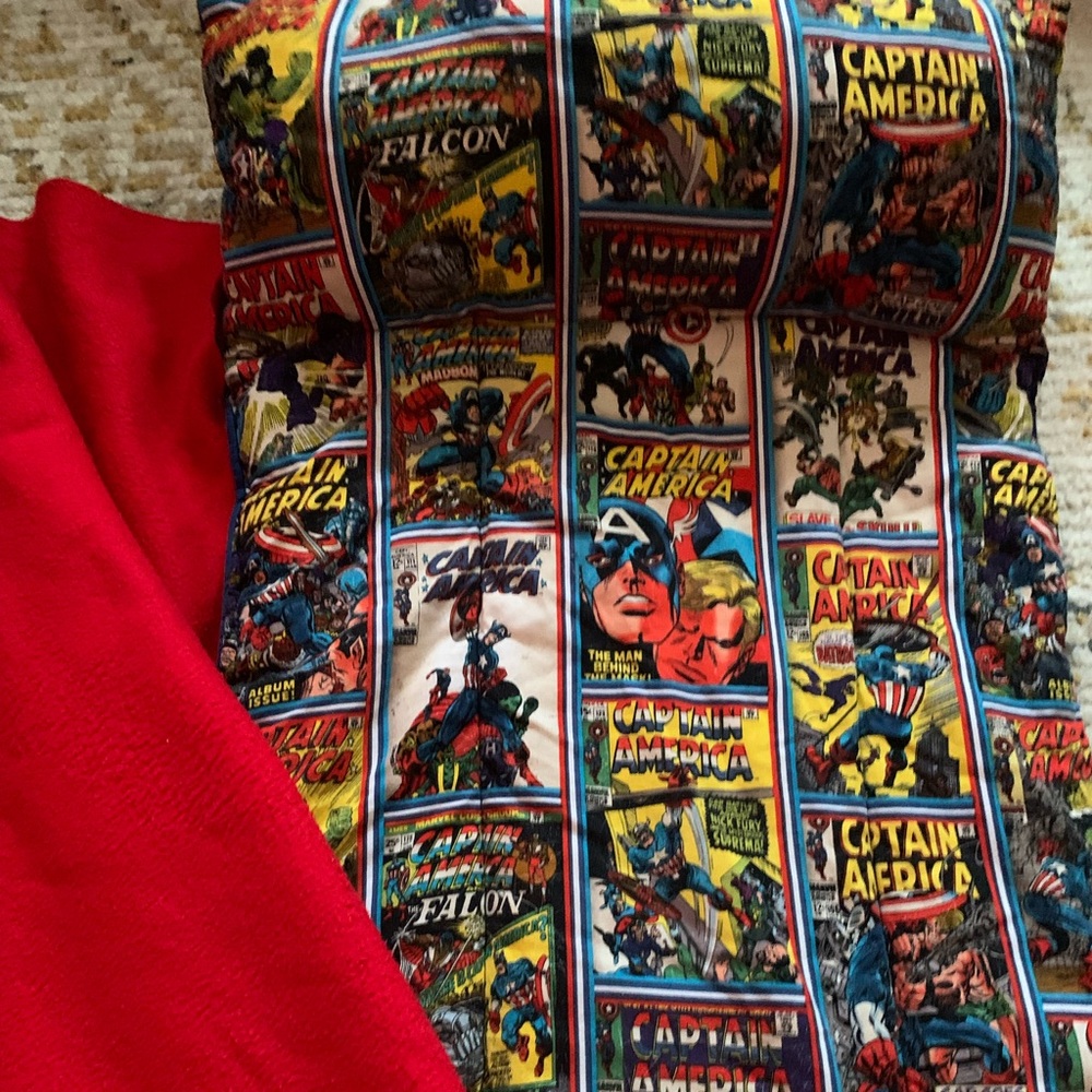 Marvel Captain America kids travel sleeping bag pad with attached blanket mat